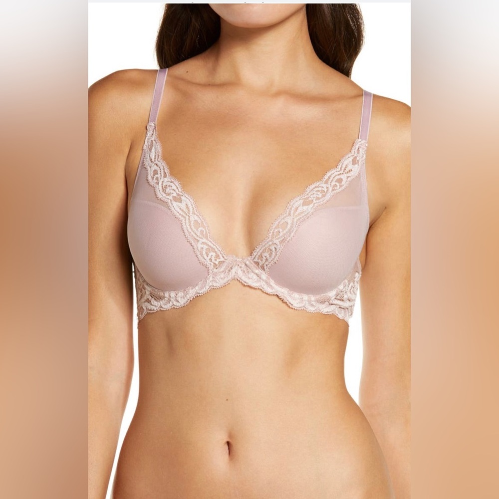 Natori Feathers Underwire Contour Bra 34B Antique Pink Pearl